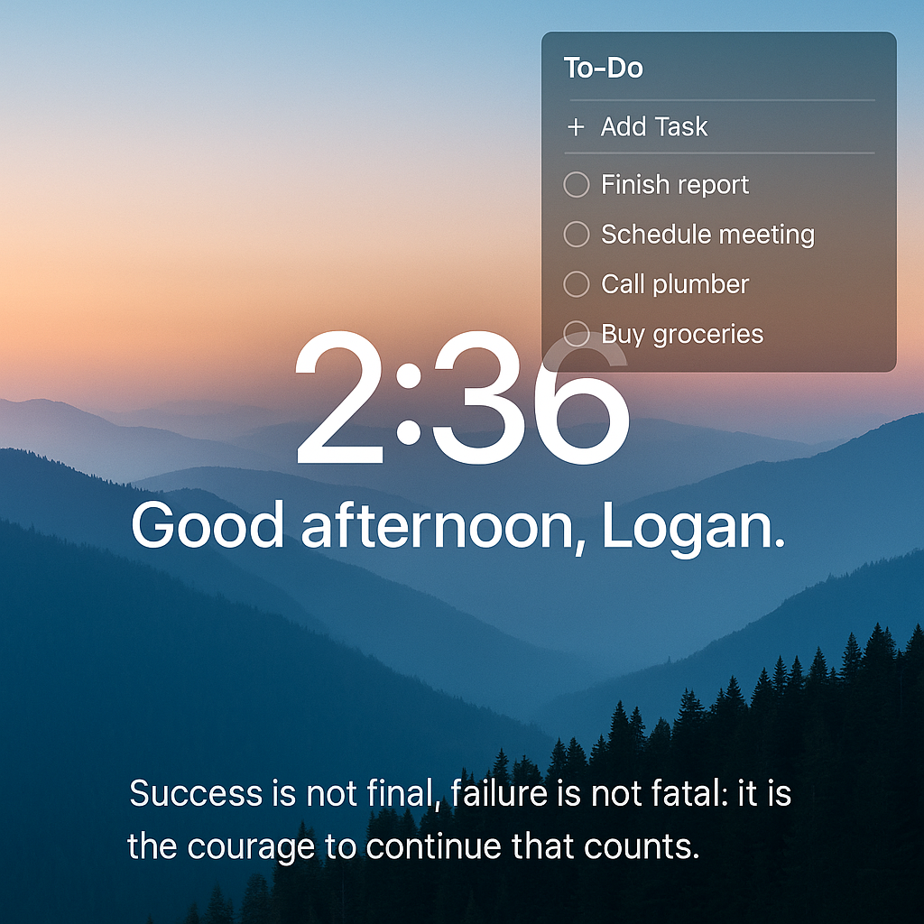 screenshot of a momentum tab showing to-do list and quote