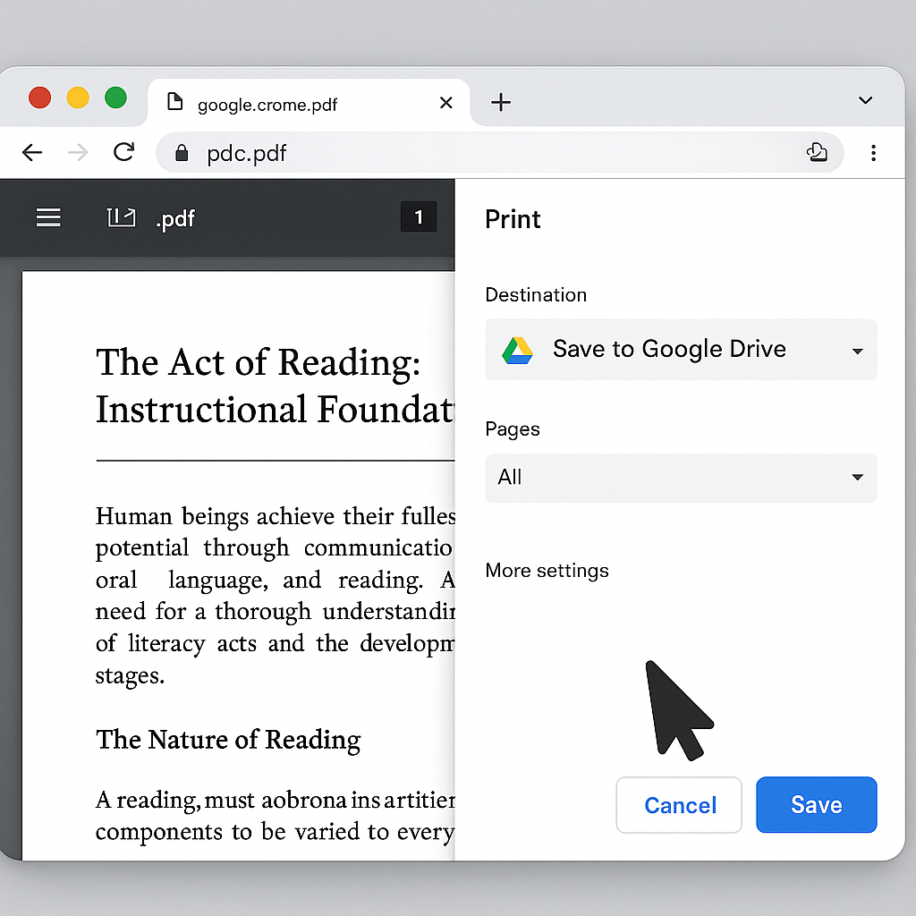 A user saving a pdf article to Google Drive from Chrome extension