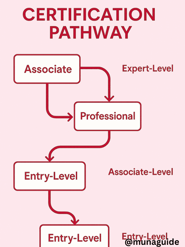 certification pathway flow diagram from entry level to expert level certification"